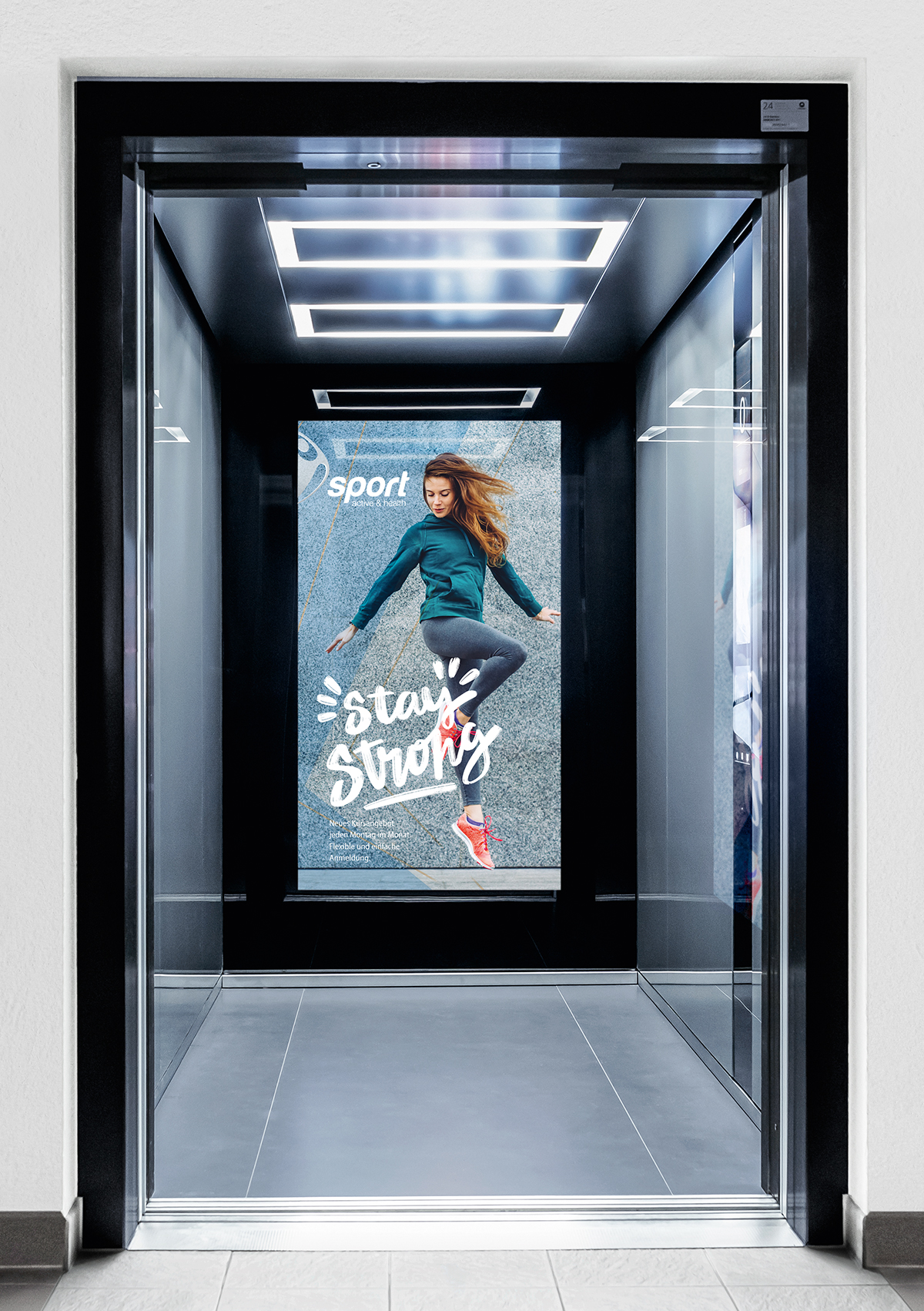 Haushahn Infotainment - Screen XL großflächiger Screen im Aufzug
